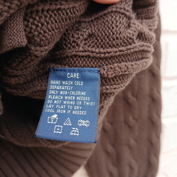 Vintage Ralph Lauren Cable Knit Hooded Full Zip Sweater Brown - Picture 4 of 5